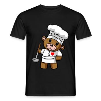Teddybär Koch Kochmütze Kelle Suppen Küche - Männer T-Shirt - Schwarz - Vorne - AI Model Male 178 light (178cm)