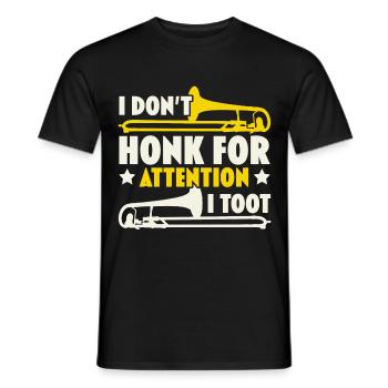 Je ne klaxonne pas pour attirer l’attention, je fais Posauni - T-shirt homme - noir - Devant - AI Model Male 178 light (178cm)