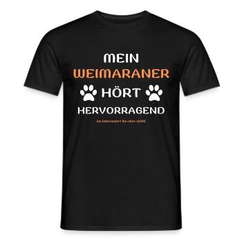 mein weimaraner hört hunde spruch geschenk idee - Männer T-Shirt - Schwarz - Vorne - AI Model Male 178 light (178cm)