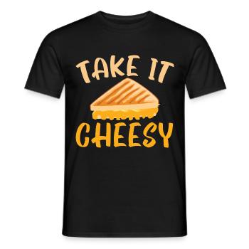 Take it Cheesy Foodie Roasted Grilled Cheese - Men's T-Shirt - black - Front - AI Model Male 178 light (178cm)