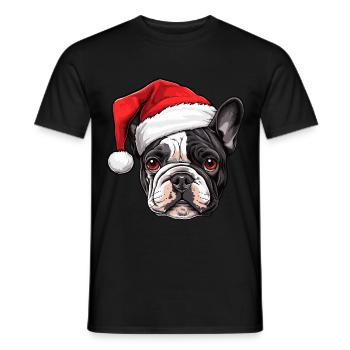 Bouledogue Français tête de chien Noël - T-shirt homme - noir - Devant - AI Model Male 178 light (178cm)