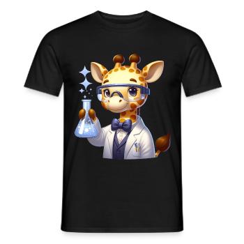 Cute Giraffe Scientist - Männer T-Shirt - Schwarz - Vorne - AI Model Male 178 light (178cm)