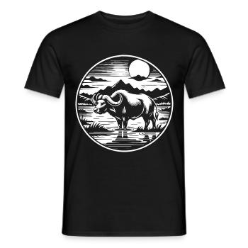 Water buffalo design, for the fan of wild cattle - Men's T-Shirt - black - Front - AI Model Male 178 light (178cm)