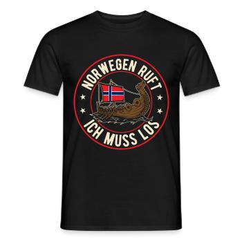 Norwegen ruft Wikinger Flagge Skandinavien - Männer T-Shirt - Schwarz - Vorne - AI Model Male 178 light (178cm)
