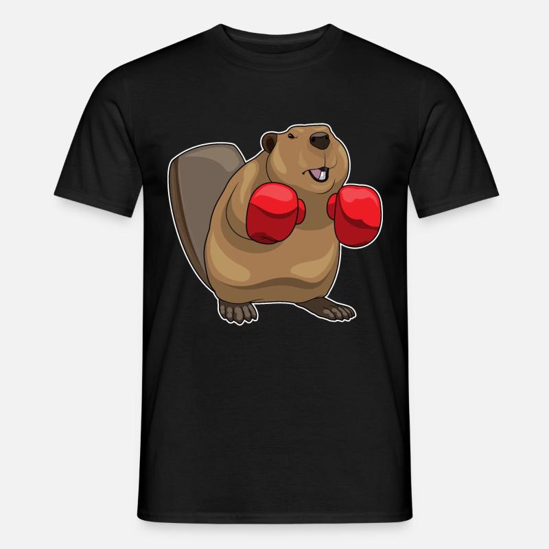 Biber Boxer Boxhandschuhe - Männer T-Shirt - Schwarz
