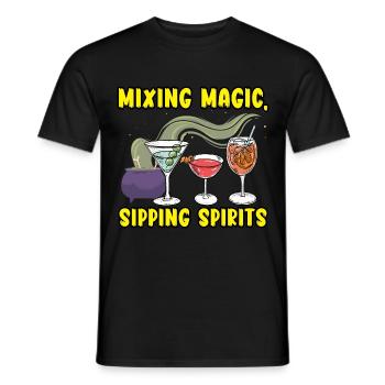 Magical sip spirits mix bartender Hallow - Men's T-Shirt - black - Front - AI Model Male 178 light (178cm)