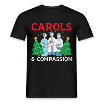 Carols & Compassion Nurse Christmas - Men's T-Shirt - black - Front - AI Model Male 178 light (178cm)