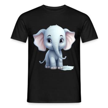 Bébé éléphant mignon - T-shirt homme - noir - Devant - AI Model Male 178 light (178cm)