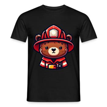Cute Bear Firefighter - Männer T-Shirt - Schwarz - Vorne - AI Model Male 178 light (178cm)