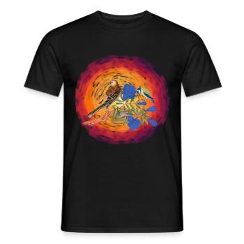 Sun, Birds, Spring, Bird, Branch, Nature, Wilderness - Men's T-Shirt - black - Front - AI Model Male 178 light (178cm)