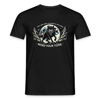 Alpha Wolf-T-Shirt - Männer T-Shirt - Schwarz - Vorne - AI Model Male 178 light (178cm)