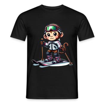 Singe skieur mignon - T-shirt homme - noir - Devant - AI Model Male 178 light (178cm)