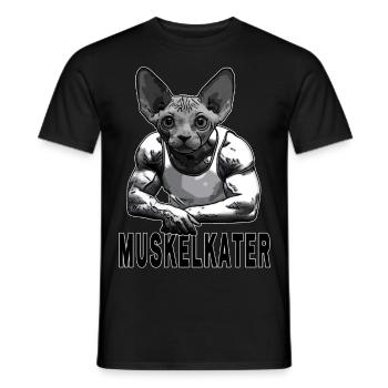Muskelkater Katze - Männer T-Shirt - Schwarz - Vorne - AI Model Male 178 light (178cm)