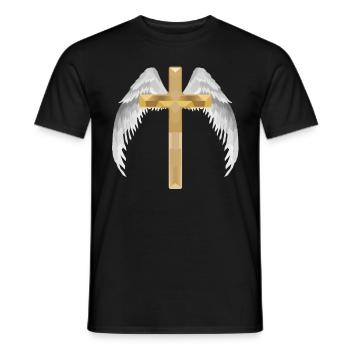 Polygon Kreuz mit Flügel - Männer T-Shirt - Schwarz - Vorne - AI Model Male 178 light (178cm)