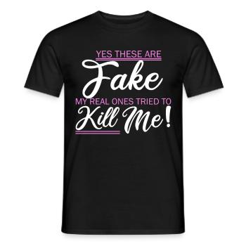 Breast Cancer Defeat Cancer Saying - Men's T-Shirt - black - Front - AI Model Male 178 light (178cm)
