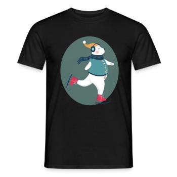 Ours polaire patinant Noël - T-shirt homme - noir - Devant - AI Model Male 178 light (178cm)