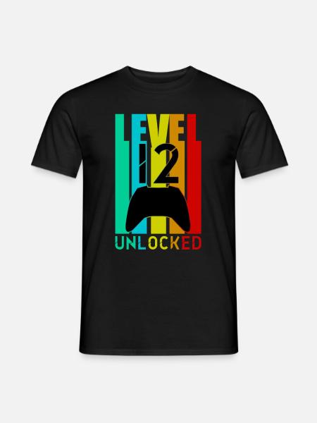 12 Birthday Gamer Level 12 Unlocked - Men's T-Shirt - black