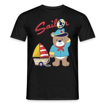 Nounours marin - T-shirt homme - noir - Devant - AI Model Male 178 light (178cm)