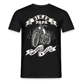 Biker Papa mit Herz und Seele - Männer T-Shirt - Schwarz - Vorne - AI Model Male 178 light (178cm)