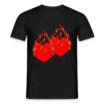 Coeur Valentin Love Flame Romantique - T-shirt homme - noir - Devant - AI Model Male 178 light (178cm)