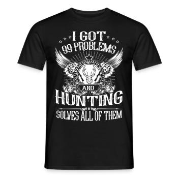 Hunting Solves Problem - Men's T-Shirt - black - Front - AI Model Male 178 light (178cm)