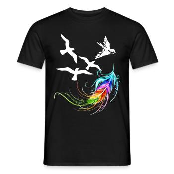 feather - Men's T-Shirt - black - Front - AI Model Male 178 light (178cm)