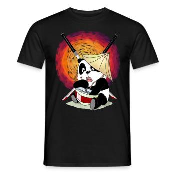 Panda Bear Asia Japan Sun Samurai Fantasy - Men's T-Shirt - black - Front - AI Model Male 178 light (178cm)