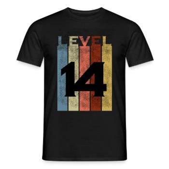 Level 14, Vintage Shirt zum 14. Geburtstag - Männer T-Shirt - Schwarz - Vorne - AI Model Male 178 light (178cm)