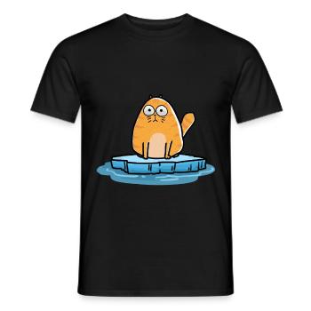 Cat winter time cold frost xmas - Men's T-Shirt - black - Front - AI Model Male 178 light (178cm)