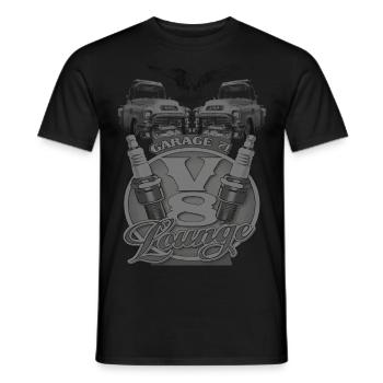 Garage GMC avec salon moteur V8 - T-shirt homme - noir - Devant - AI Model Male 178 light (178cm)