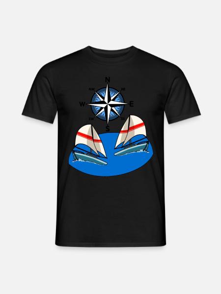 Nordisch Segeln Segelboot Windrose Kompass Maritim - Männer T-Shirt - Schwarz