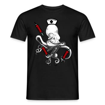 Krankenschwester Pflege Krake Arme Spritzen Blutig - Männer T-Shirt - Schwarz - Vorne - AI Model Male 178 light (178cm)