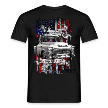 Camionnette légendaire V8 CJ 1957 - T-shirt homme - noir - Devant - AI Model Male 178 light (178cm)