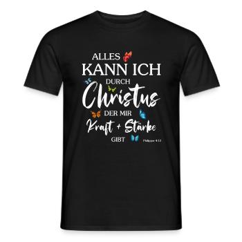 Jesus - Alles kann ich durch Christus - Christlich - Männer T-Shirt - Schwarz - Vorne - AI Model Male 178 light (178cm)