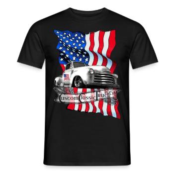 Camion classique vintage personnalisé 1950 propre - T-shirt homme - noir - Devant - AI Model Male 178 light (178cm)