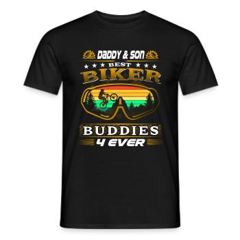 Mountain biker birthday father and son MTB bikers - Men's T-Shirt - black - Front - AI Model Male 178 light (178cm)