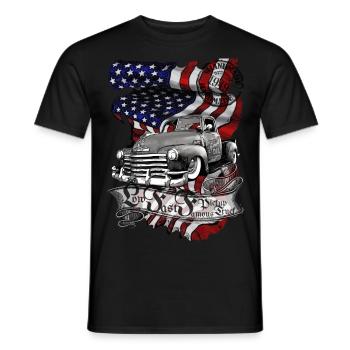 Profondeur rapide V8 Truck Oil smells Handmade 1949 - T-shirt homme - noir - Devant - AI Model Male 178 light (178cm)