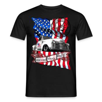 Custom Classic Pickup Truck Baujahr 1950 - Männer T-Shirt - Schwarz - Vorne - AI Model Male 178 light (178cm)