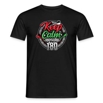 Dart Keep Calm and Score 180 Cadeau de jeu de fléchettes - T-shirt homme - noir - Devant - AI Model Male 178 light (178cm)