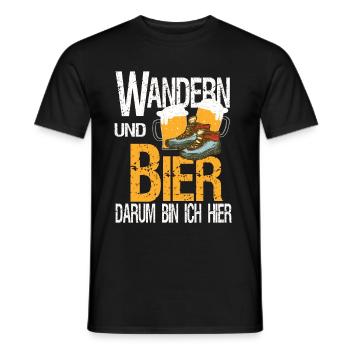 Wandern und Bier darum bin ich hier - Männer T-Shirt - Schwarz - Vorne - AI Model Male 178 light (178cm)