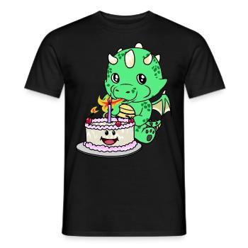 Dragon Baby Birthday Cake Congratulations KInd - Men's T-Shirt - black - Front - AI Model Male 178 light (178cm)