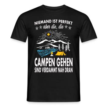Camping auf dem Campingplatz - Männer T-Shirt - Schwarz - Vorne - AI Model Male 178 light (178cm)