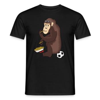 Schimpanse mit Pommes - Männer T-Shirt - Schwarz - Vorne - AI Model Male 178 light (178cm)