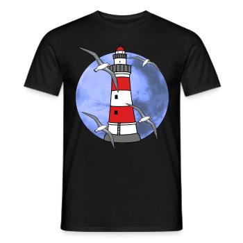 Northern Germany Lighthouse Nautical Maritim Seagull - Men's T-Shirt - black - Front - AI Model Male 178 light (178cm)