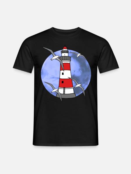 Norddeutschland Leuchtturm Nautik Maritim Möwe - Männer T-Shirt - Schwarz