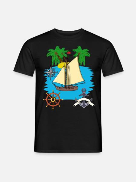 Segelboot Seefahrt Karibik Südsee Seemann segeln - Männer T-Shirt - Schwarz