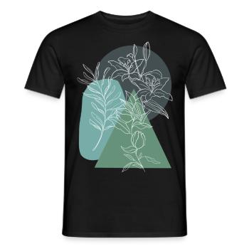 Flower, Lineart, Plant, Nature, Geometry, Vintage - Men's T-Shirt - black - Front - AI Model Male 178 light (178cm)