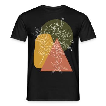 Flower, Lineart, Plant, Nature, Geometry, Vintage - Men's T-Shirt - black - Front - AI Model Male 178 light (178cm)