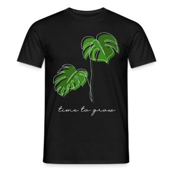 Monstera, Lineart, plant, Pflanze, Leaf, Minimal - Männer T-Shirt - Schwarz - Vorne - AI Model Male 178 light (178cm)