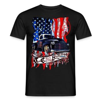 Chevy Vintage V8 Pickup Truck American Design - Men's T-Shirt - black - Front - AI Model Male 178 light (178cm)